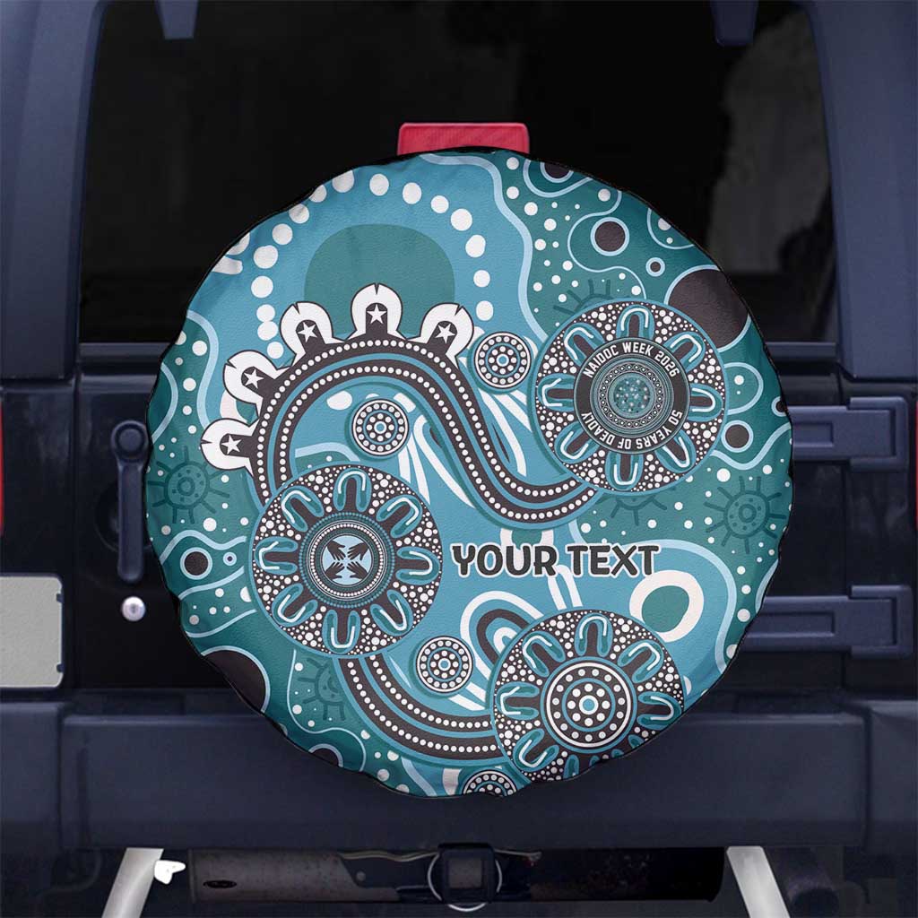 Personalised NAIDOC Week 50 Years Deadly Always Spare Tire Cover Teal Aboriginal Artwork Dot Painting