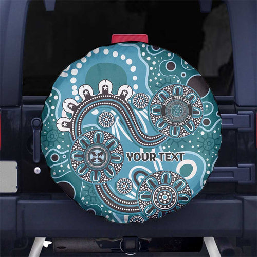 Personalised NAIDOC Week 50 Years Deadly Always Spare Tire Cover Teal Aboriginal Artwork Dot Painting
