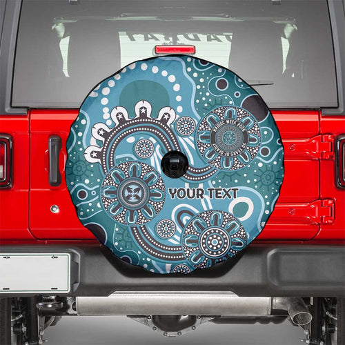 Personalised NAIDOC Week 50 Years Deadly Always Spare Tire Cover Teal Aboriginal Artwork Dot Painting