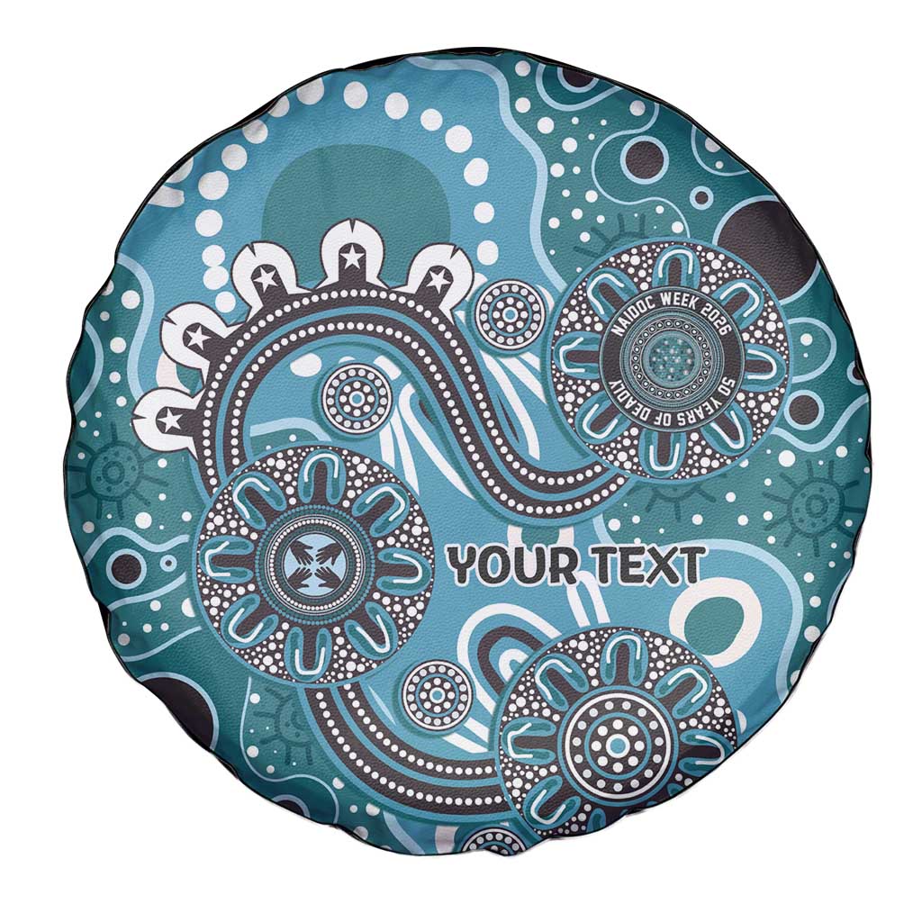 Personalised NAIDOC Week 50 Years Deadly Always Spare Tire Cover Teal Aboriginal Artwork Dot Painting