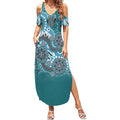 Personalised NAIDOC Week 50 Years Deadly Always Summer Maxi Dress Teal Aboriginal Artwork Dot Painting