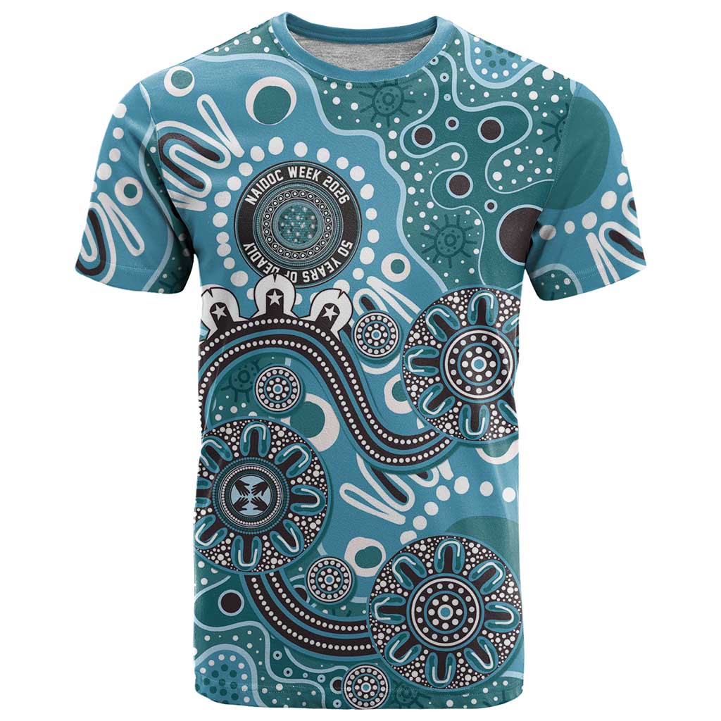 Personalised NAIDOC Week 50 Years Deadly Always T Shirt Teal Aboriginal Artwork Dot Painting