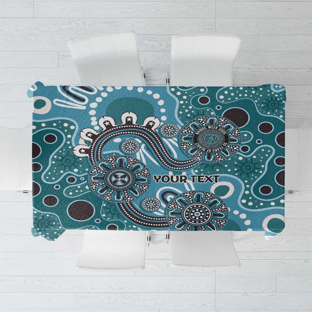 Personalised NAIDOC Week 50 Years Deadly Always Tablecloth Teal Aboriginal Artwork Dot Painting