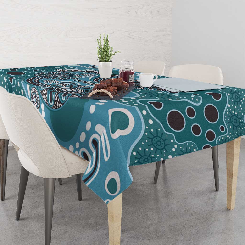 Personalised NAIDOC Week 50 Years Deadly Always Tablecloth Teal Aboriginal Artwork Dot Painting