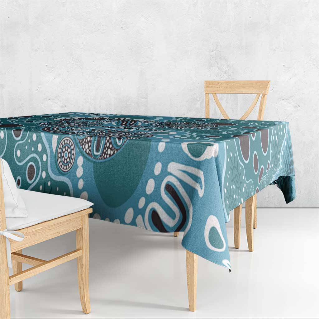 Personalised NAIDOC Week 50 Years Deadly Always Tablecloth Teal Aboriginal Artwork Dot Painting