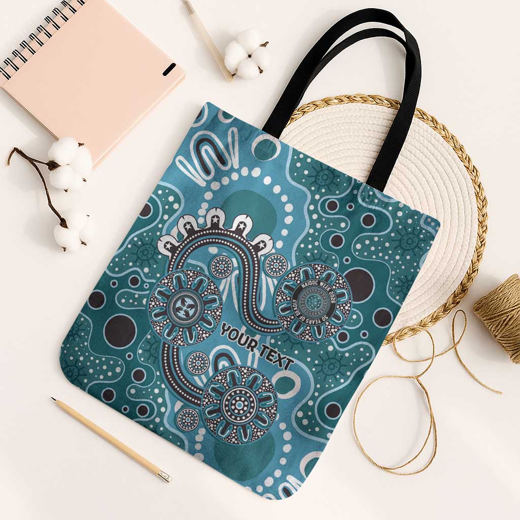 Personalised NAIDOC Week 50 Years Deadly Always Tote Bag Teal Aboriginal Artwork Dot Painting