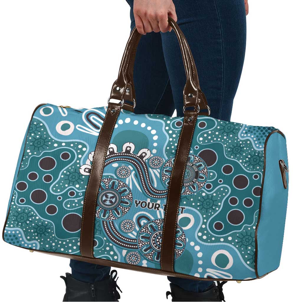 Personalised NAIDOC Week 50 Years Deadly Always Travel Bag Teal Aboriginal Artwork Dot Painting
