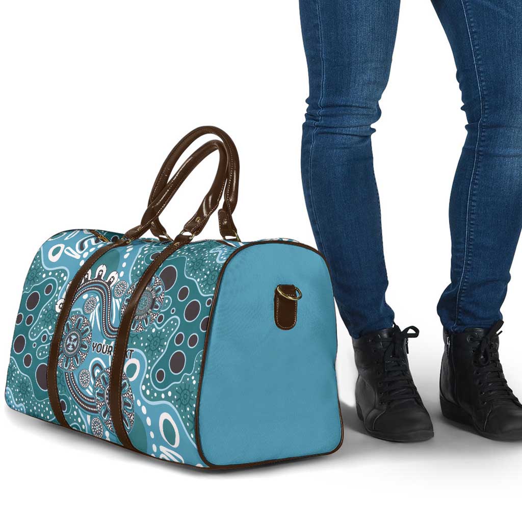 Personalised NAIDOC Week 50 Years Deadly Always Travel Bag Teal Aboriginal Artwork Dot Painting