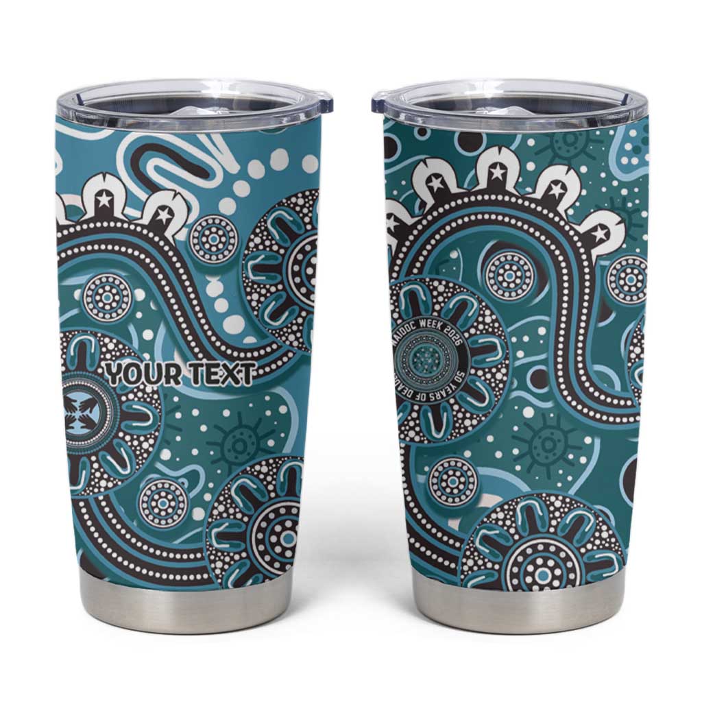 Personalised NAIDOC Week 50 Years Deadly Always Tumbler Cup Teal Aboriginal Artwork Dot Painting