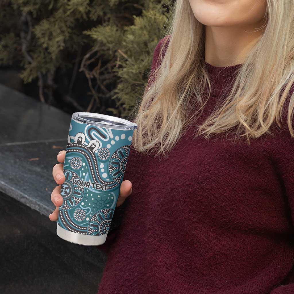 Personalised NAIDOC Week 50 Years Deadly Always Tumbler Cup Teal Aboriginal Artwork Dot Painting