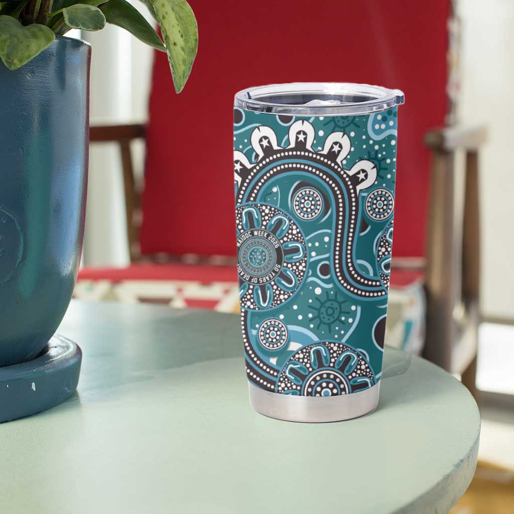 Personalised NAIDOC Week 50 Years Deadly Always Tumbler Cup Teal Aboriginal Artwork Dot Painting