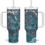 Personalised NAIDOC Week 50 Years Deadly Always Tumbler With Handle Teal Aboriginal Artwork Dot Painting