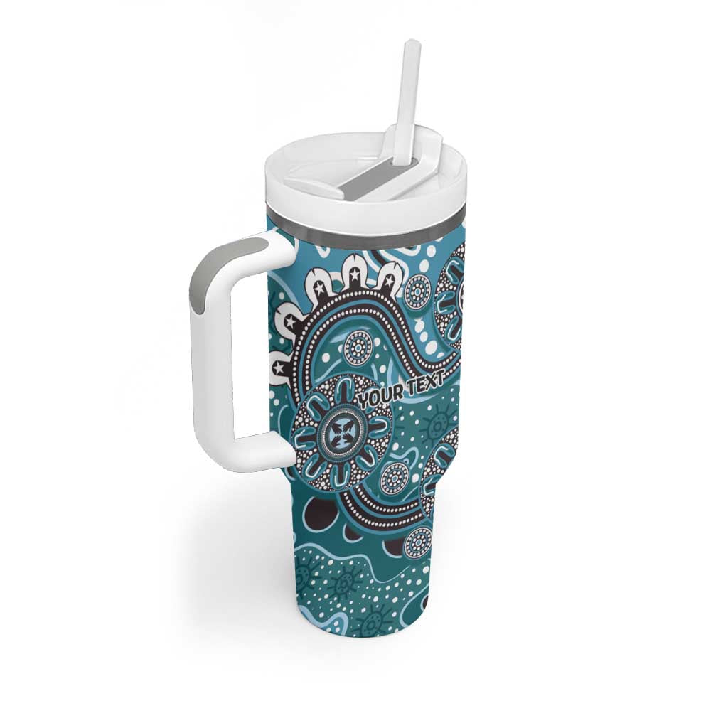 Personalised NAIDOC Week 50 Years Deadly Always Tumbler With Handle Teal Aboriginal Artwork Dot Painting