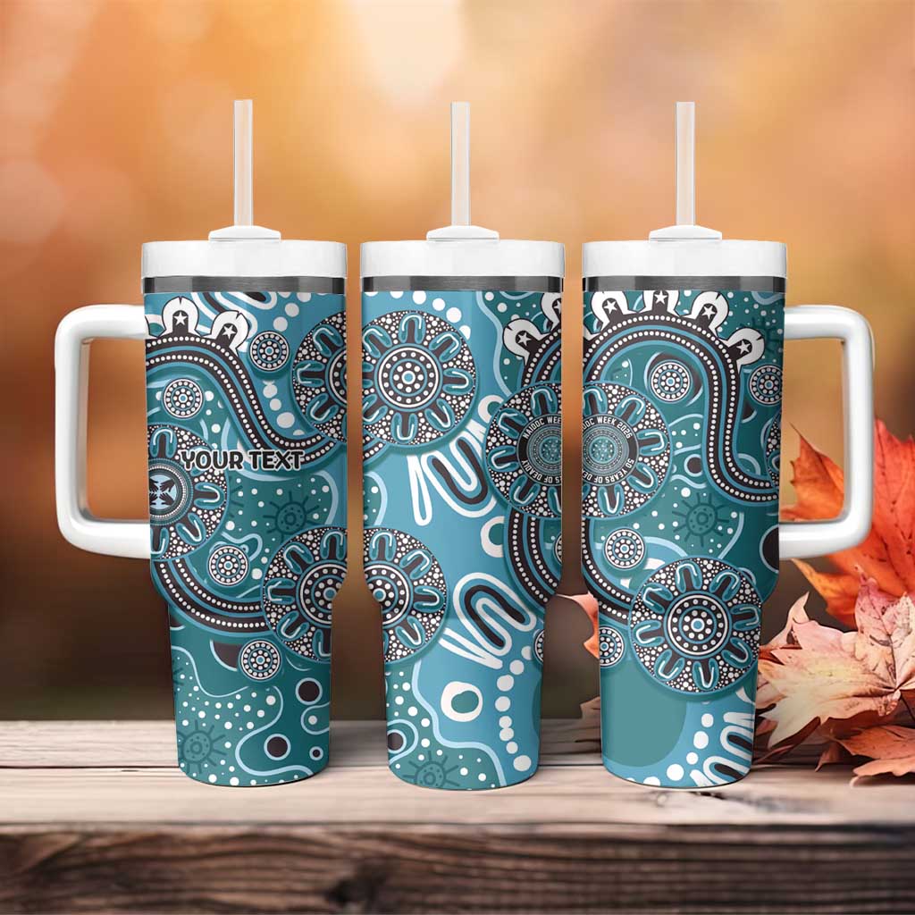 Personalised NAIDOC Week 50 Years Deadly Always Tumbler With Handle Teal Aboriginal Artwork Dot Painting