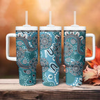 Personalised NAIDOC Week 50 Years Deadly Always Tumbler With Handle Teal Aboriginal Artwork Dot Painting