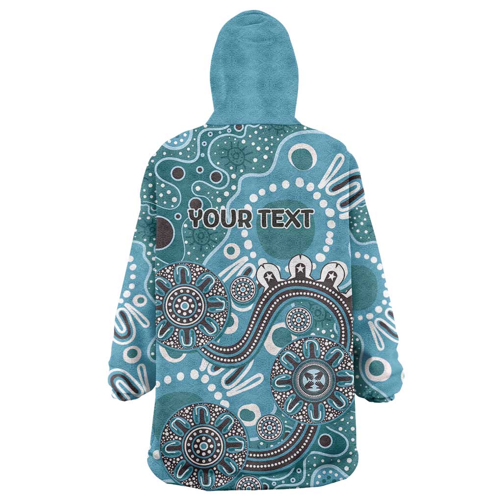 Personalised NAIDOC Week 50 Years Deadly Always Wearable Blanket Hoodie Teal Aboriginal Artwork Dot Painting