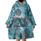 Personalised NAIDOC Week 50 Years Deadly Always Wearable Blanket Hoodie Teal Aboriginal Artwork Dot Painting