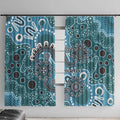 Personalised NAIDOC Week 50 Years Deadly Always Window Curtain Teal Aboriginal Artwork Dot Painting
