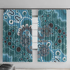 Personalised NAIDOC Week 50 Years Deadly Always Window Curtain Teal Aboriginal Artwork Dot Painting