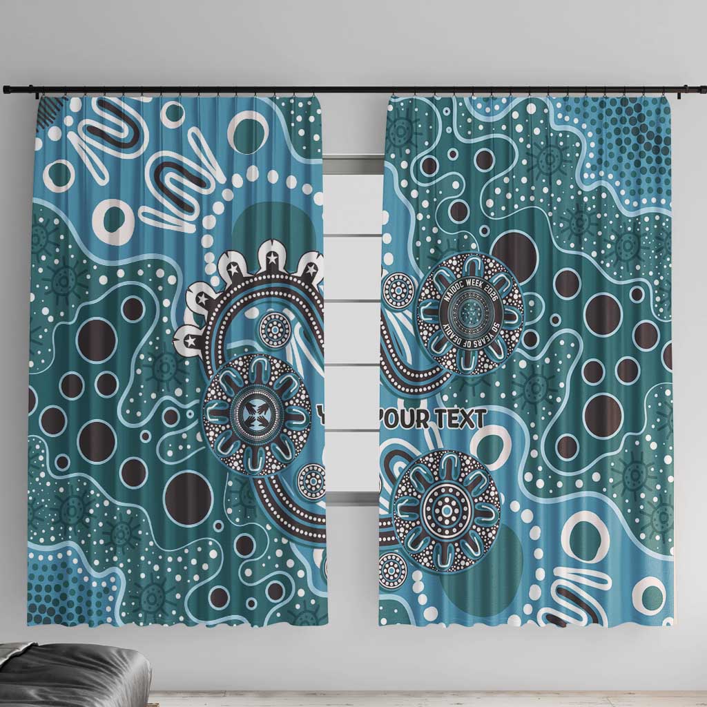 Personalised NAIDOC Week 50 Years Deadly Always Window Curtain Teal Aboriginal Artwork Dot Painting