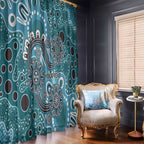 Personalised NAIDOC Week 50 Years Deadly Always Window Curtain Teal Aboriginal Artwork Dot Painting