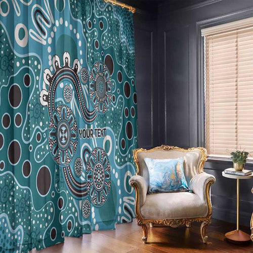 Personalised NAIDOC Week 50 Years Deadly Always Window Curtain Teal Aboriginal Artwork Dot Painting
