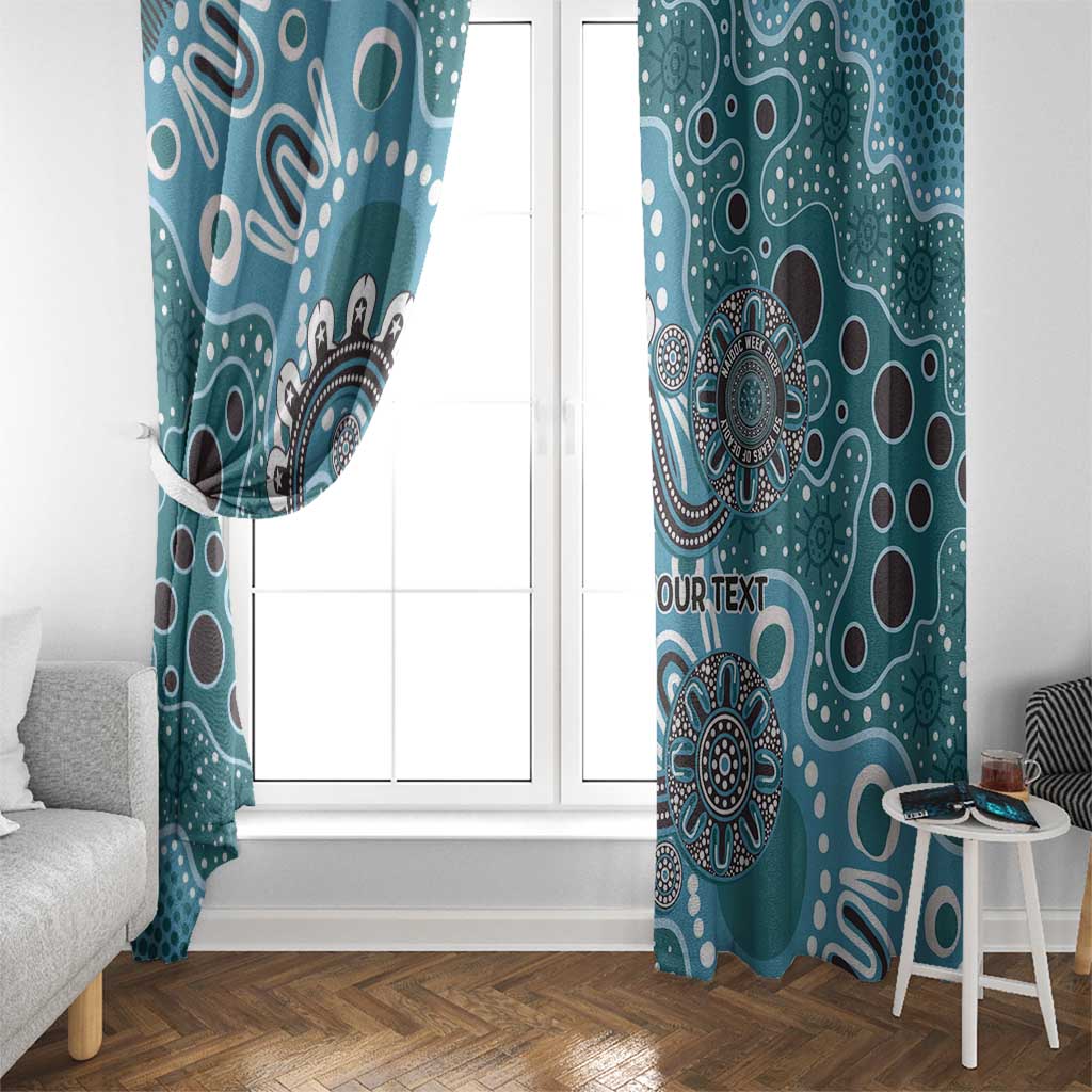 Personalised NAIDOC Week 50 Years Deadly Always Window Curtain Teal Aboriginal Artwork Dot Painting