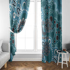 Personalised NAIDOC Week 50 Years Deadly Always Window Curtain Teal Aboriginal Artwork Dot Painting