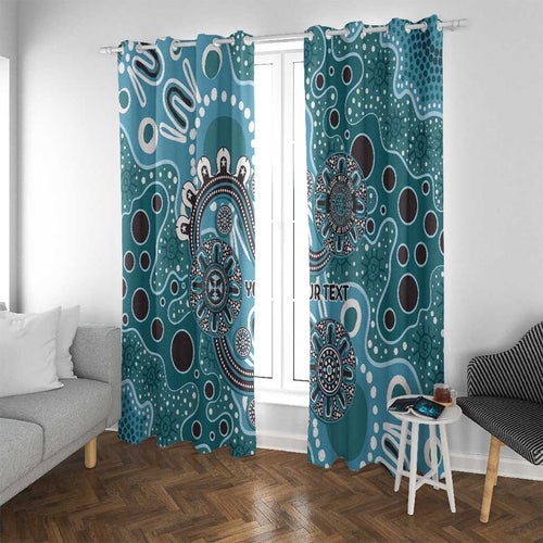 Personalised NAIDOC Week 50 Years Deadly Always Window Curtain Teal Aboriginal Artwork Dot Painting