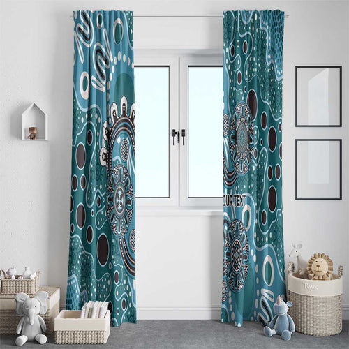 Personalised NAIDOC Week 50 Years Deadly Always Window Curtain Teal Aboriginal Artwork Dot Painting