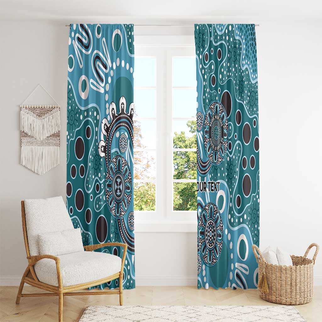 Personalised NAIDOC Week 50 Years Deadly Always Window Curtain Teal Aboriginal Artwork Dot Painting