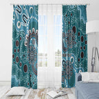 Personalised NAIDOC Week 50 Years Deadly Always Window Curtain Teal Aboriginal Artwork Dot Painting