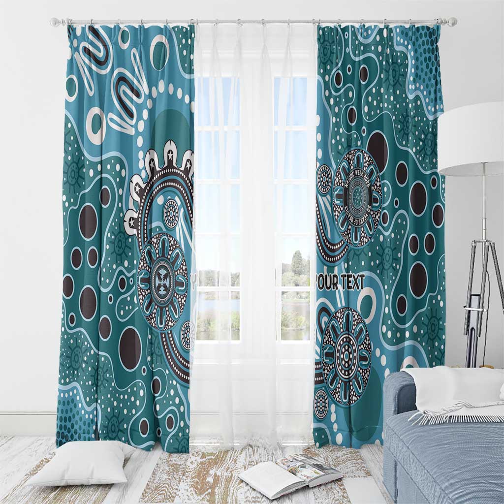Personalised NAIDOC Week 50 Years Deadly Always Window Curtain Teal Aboriginal Artwork Dot Painting