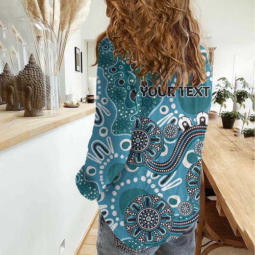 Personalised NAIDOC Week 50 Years Deadly Always Women Casual Shirt Teal Aboriginal Artwork Dot Painting