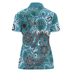 Personalised NAIDOC Week 50 Years Deadly Always Women Polo Shirt Teal Aboriginal Artwork Dot Painting