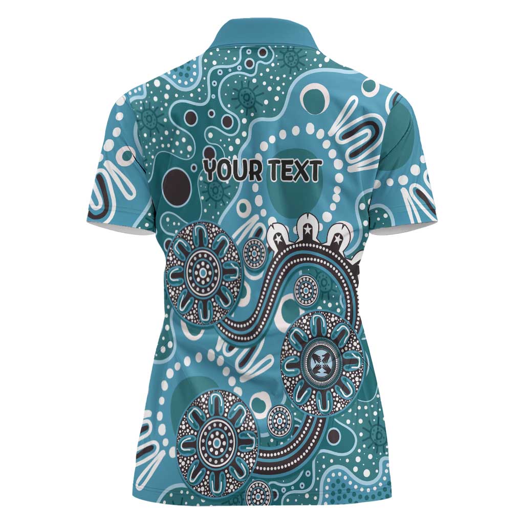Personalised NAIDOC Week 50 Years Deadly Always Women Polo Shirt Teal Aboriginal Artwork Dot Painting