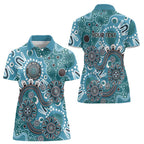 Personalised NAIDOC Week 50 Years Deadly Always Women Polo Shirt Teal Aboriginal Artwork Dot Painting
