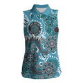 Personalised NAIDOC Week 50 Years Deadly Always Women Sleeveless Polo Shirt Teal Aboriginal Artwork Dot Painting
