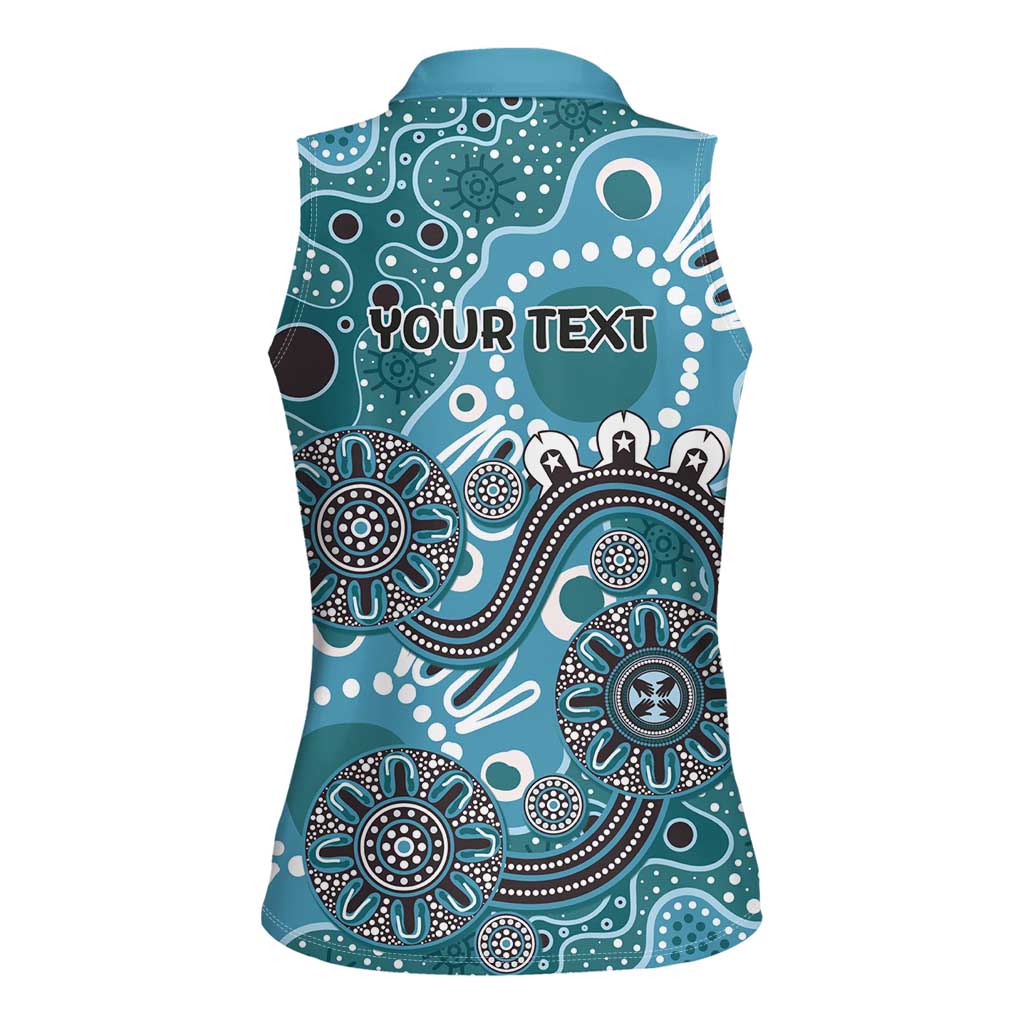Personalised NAIDOC Week 50 Years Deadly Always Women Sleeveless Polo Shirt Teal Aboriginal Artwork Dot Painting