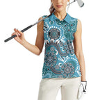 Personalised NAIDOC Week 50 Years Deadly Always Women Sleeveless Polo Shirt Teal Aboriginal Artwork Dot Painting