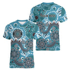 Personalised NAIDOC Week 50 Years Deadly Always Women V-Neck T-Shirt Teal Aboriginal Artwork Dot Painting