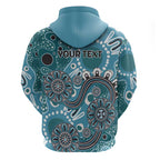 Personalised NAIDOC Week 50 Years Deadly Always Zip Hoodie Teal Aboriginal Artwork Dot Painting