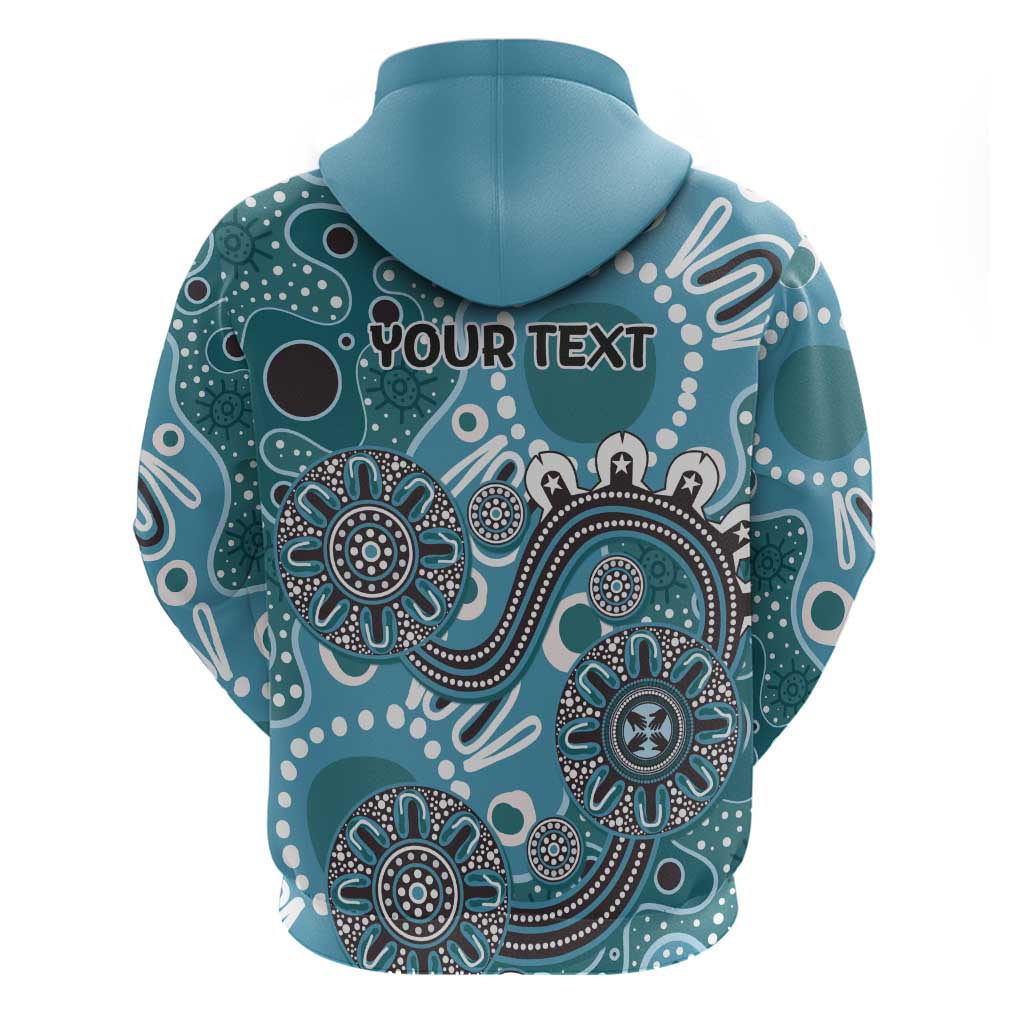 Personalised NAIDOC Week 50 Years Deadly Always Zip Hoodie Teal Aboriginal Artwork Dot Painting