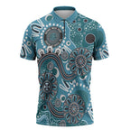 Personalised NAIDOC Week 50 Years Deadly Always Zipper Polo Shirt Teal Aboriginal Artwork Dot Painting