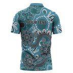 Personalised NAIDOC Week 50 Years Deadly Always Zipper Polo Shirt Teal Aboriginal Artwork Dot Painting