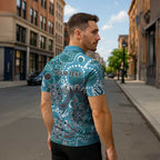 Personalised NAIDOC Week 50 Years Deadly Always Zipper Polo Shirt Teal Aboriginal Artwork Dot Painting