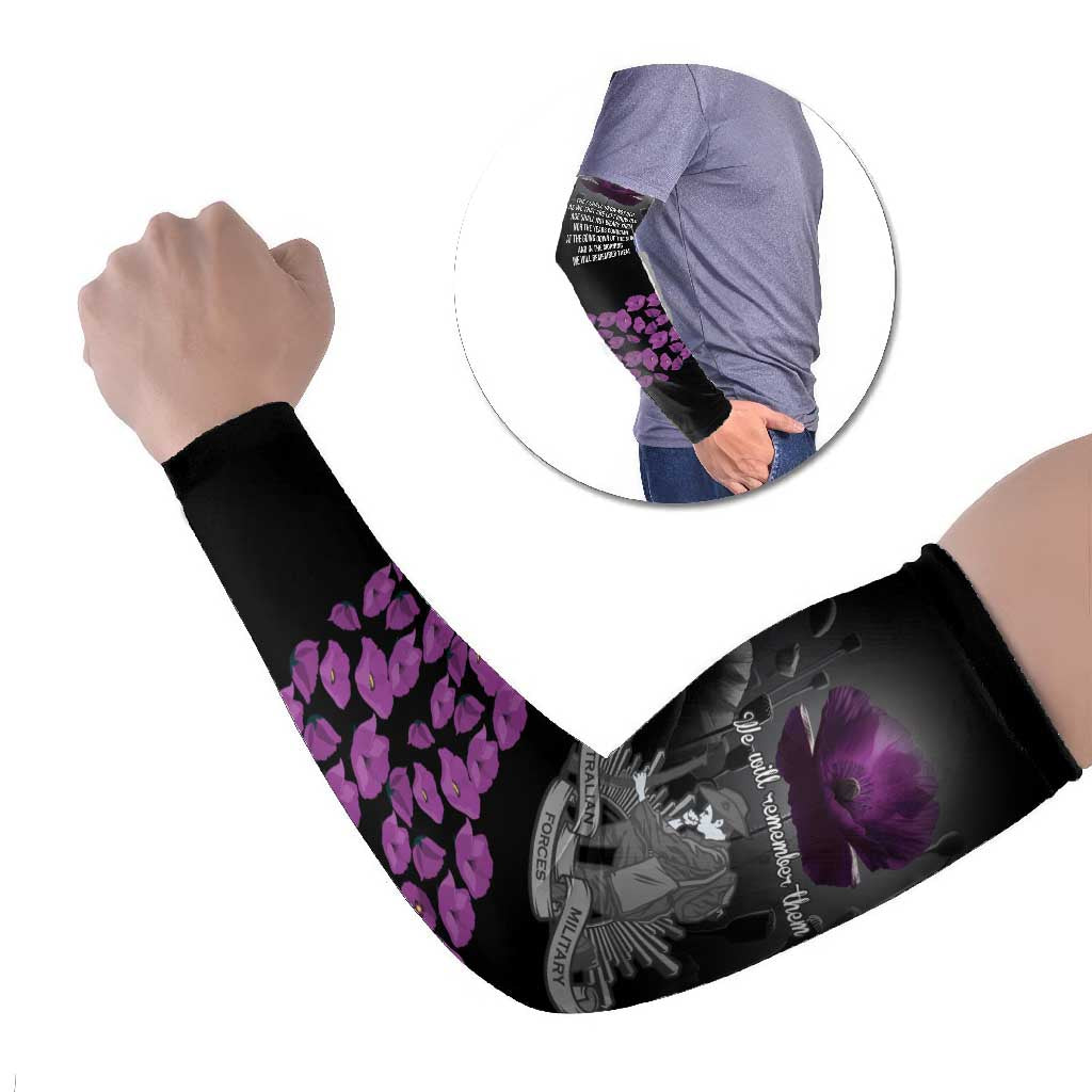 ANZAC Day Remembrance Arm Sleeves Purple Poppy We Will Remember Them