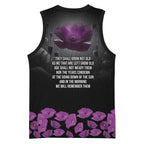 ANZAC Day Remembrance Basketball Jersey Purple Poppy We Will Remember Them