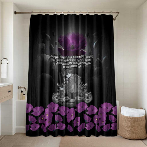 ANZAC Day Remembrance Bathroom Set Purple Poppy We Will Remember Them