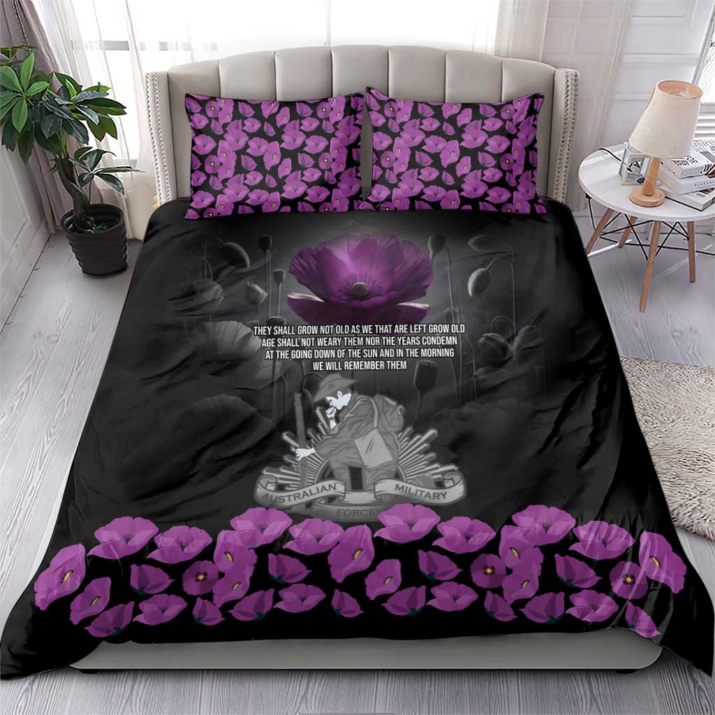 ANZAC Day Remembrance Bedding Set Purple Poppy We Will Remember Them